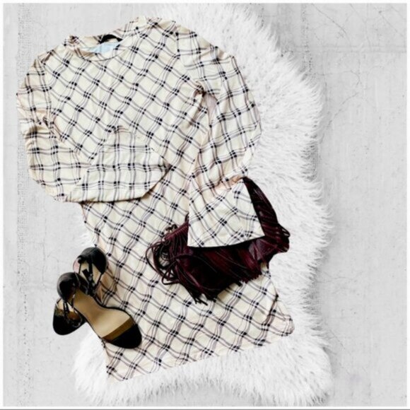 NWOT Plaid tartan Retro Dress in Beige - Picture 11 of 11